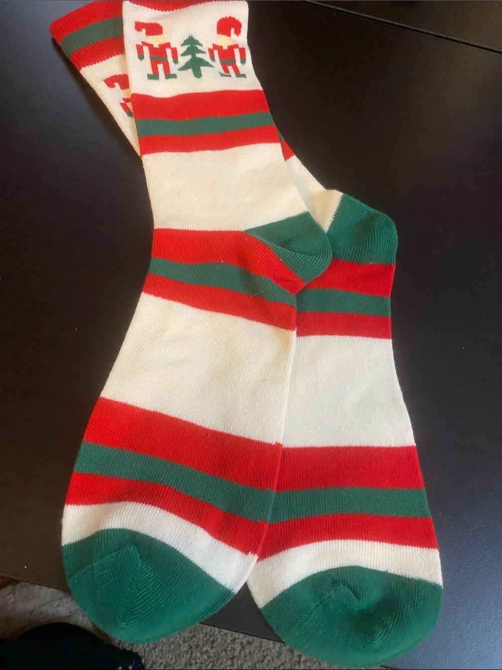 Holiday Stripe Crew Socks - Red, Green & White